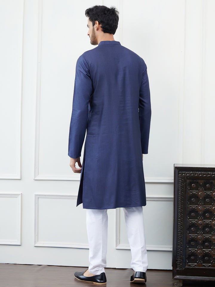 Solid Cotton Silk Straight Kurta