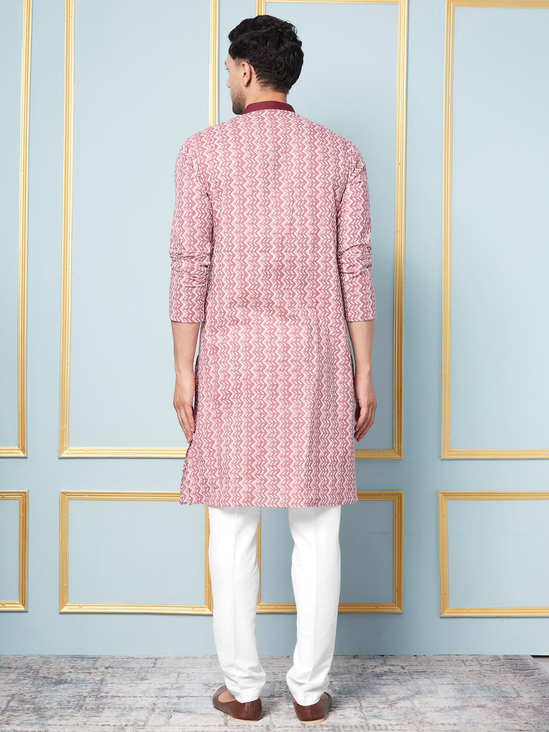 Pink Geometric Printed Kurta With Pyjama