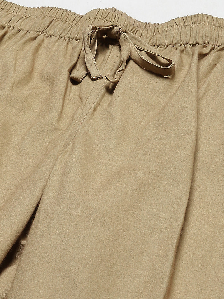 Combo Pack of 2: Brown & Beige Solid Cotton Pyjamas