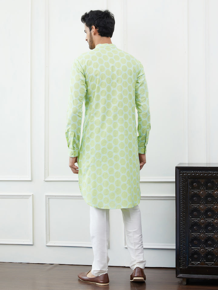 Embroidered Pure Cotton Straight Kurta with Pyjama