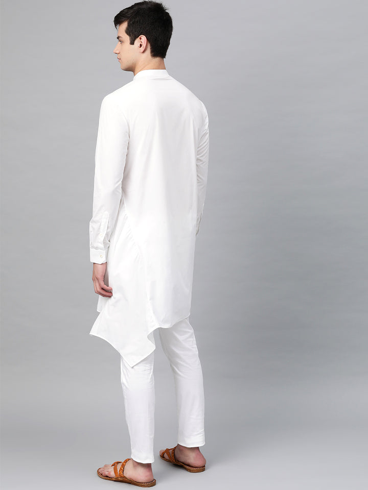 White Solid Asymmetrical Kurta With Pyjama