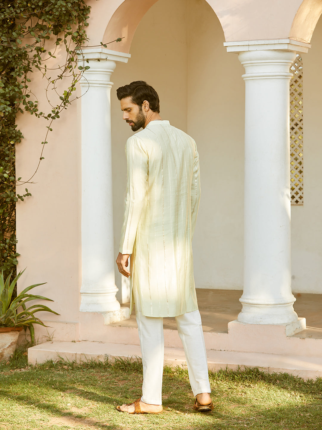 Sequins Embroidered Pure Chanderi Silk Straight Kurta with Pyjama