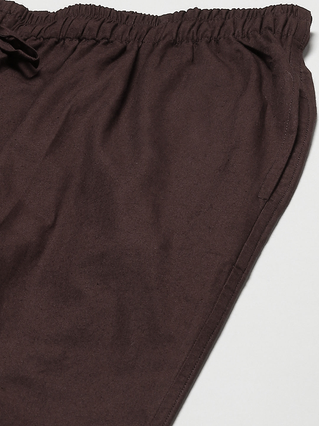 Men's Brown Solid Cotton Pyjama