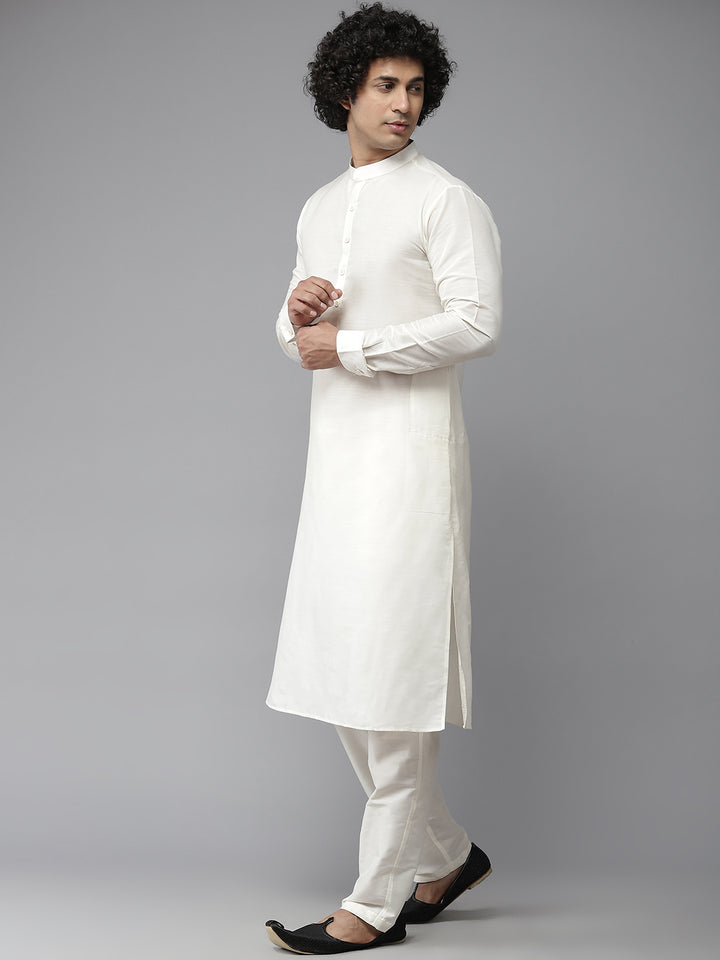 Men Lime Yellow & White Solid Kurta Pyjama With Nehru jacket
