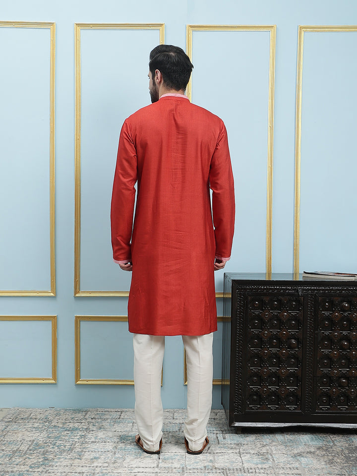 Solid Cotton Silk Straight Kurta