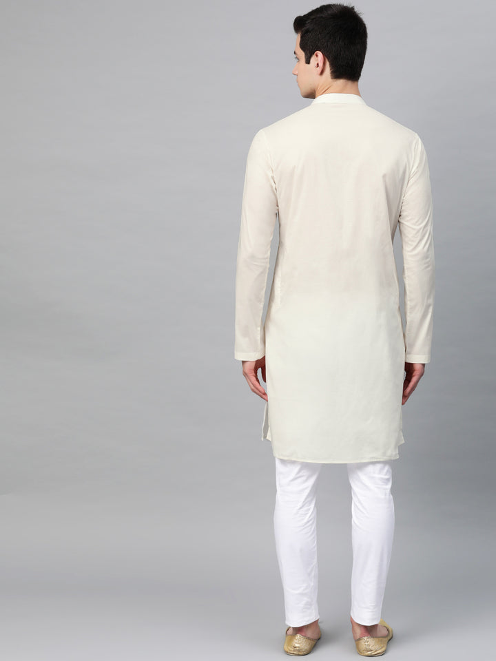Off White Embroidered Straight Kurta