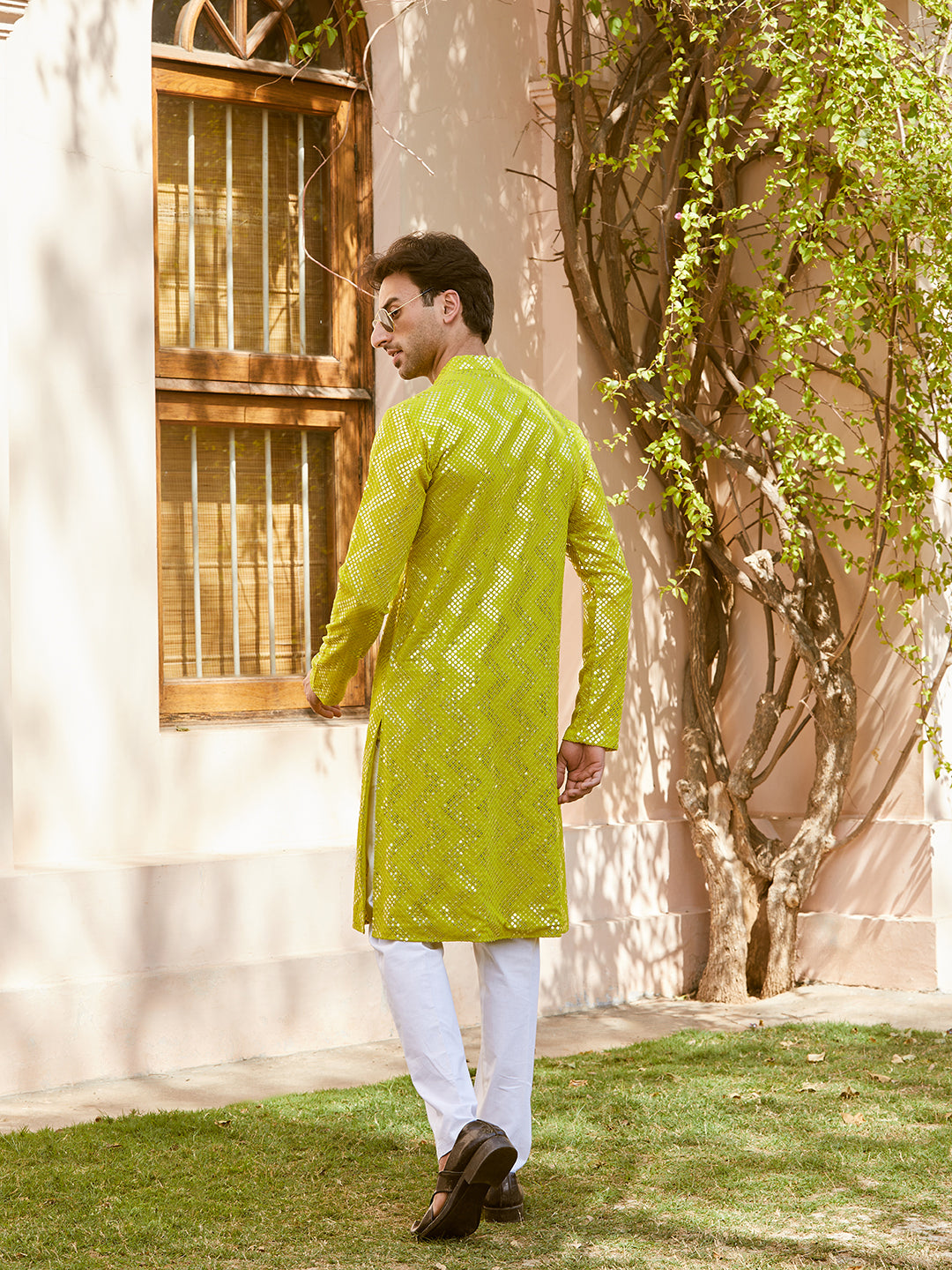 Sequins Embroidered Rayon Straight Kurta with Pyjama