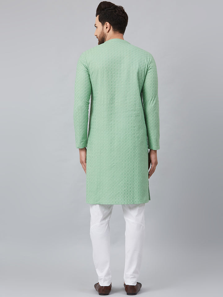 Chikankari Embroidered Straight kurta with Pyjama