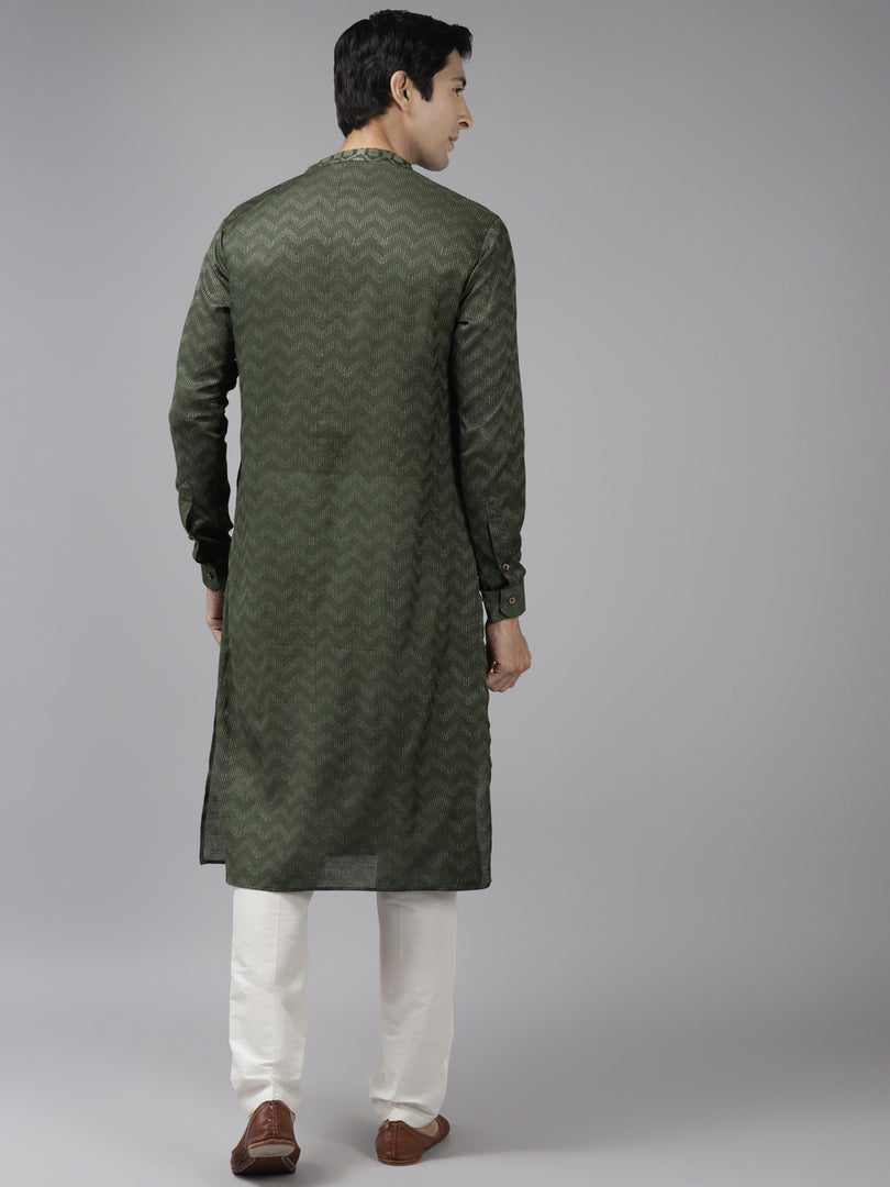 Handwoven Straight Silk Kurta with Pyjama