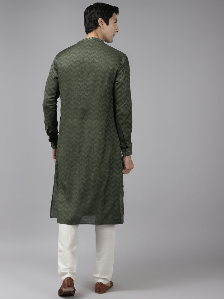 Handwoven Straight Silk Kurta with Pyjama