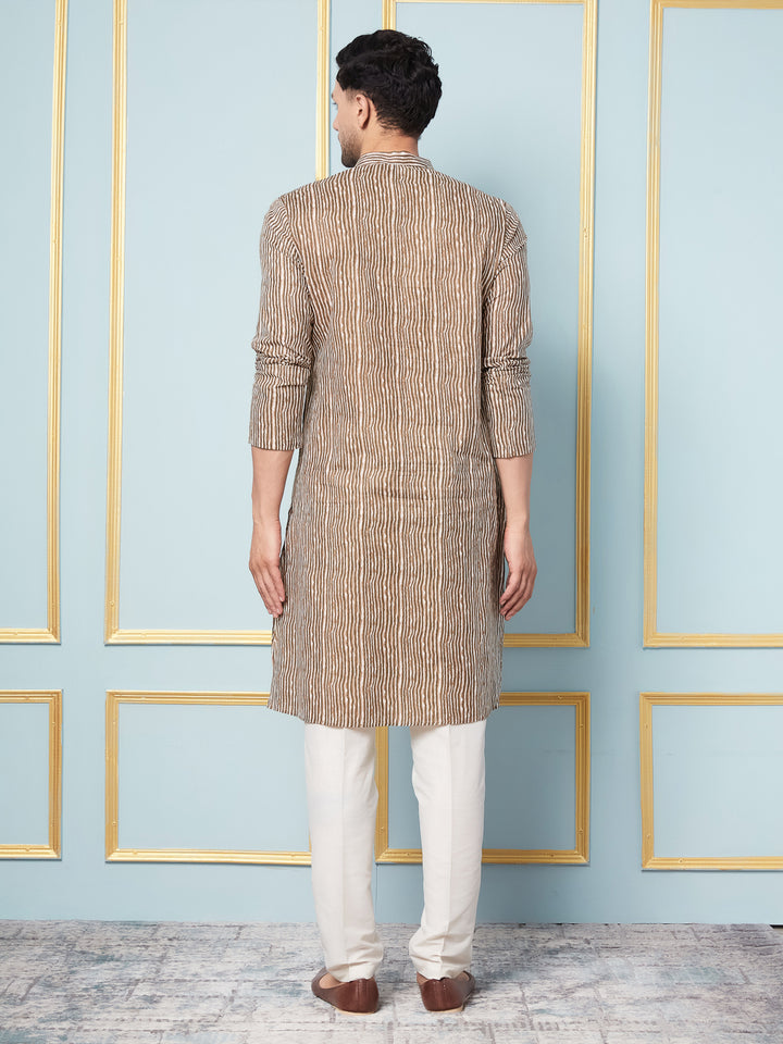 Striped Printed Straight Kurta With Pyjama