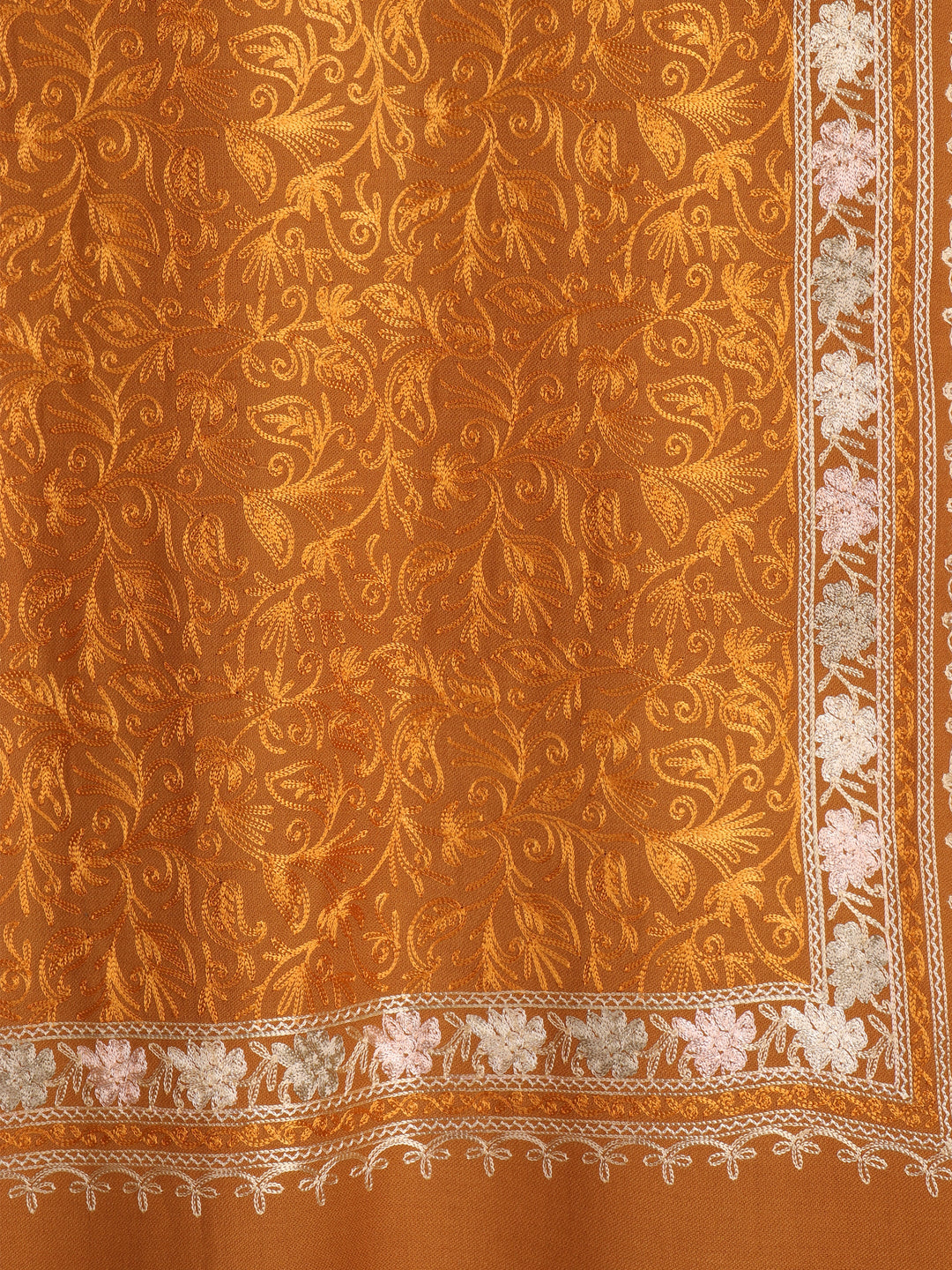 Tweedle Men's Acro Wool Kashmiri Embroidery Stole, Mustard, Size - 28 x 80 inches
