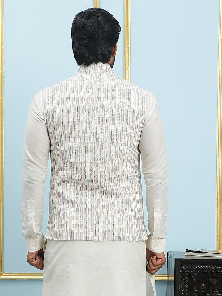 Solid Handwoven Pure Cotton Nehru Jacket