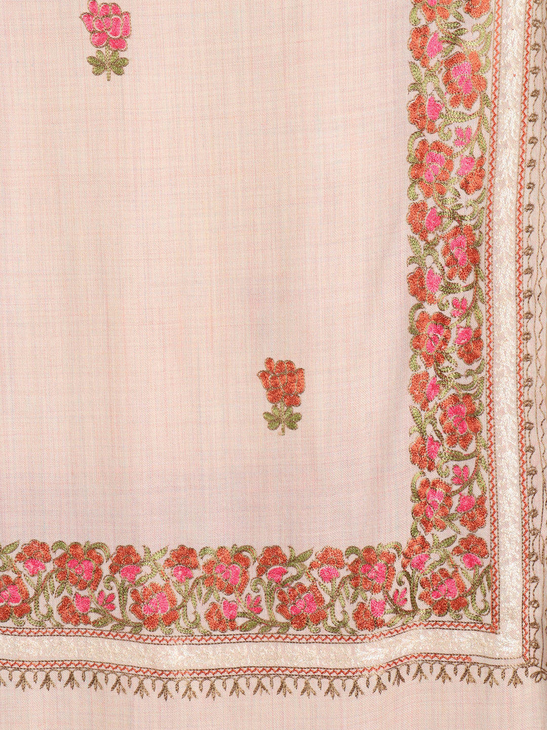 Tweedle Fine Wool Kashmiri Embroidery Stole / Scarf for Men, Off-White (Size-28x80)
