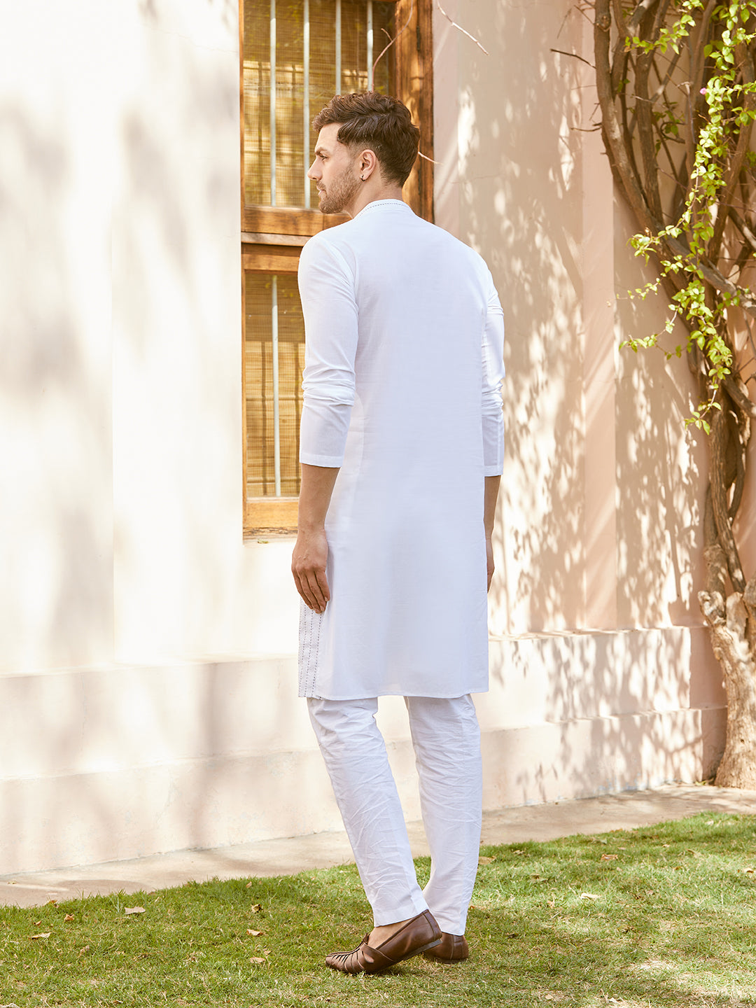 Thread Worked Pure Cotton Straight Kurta