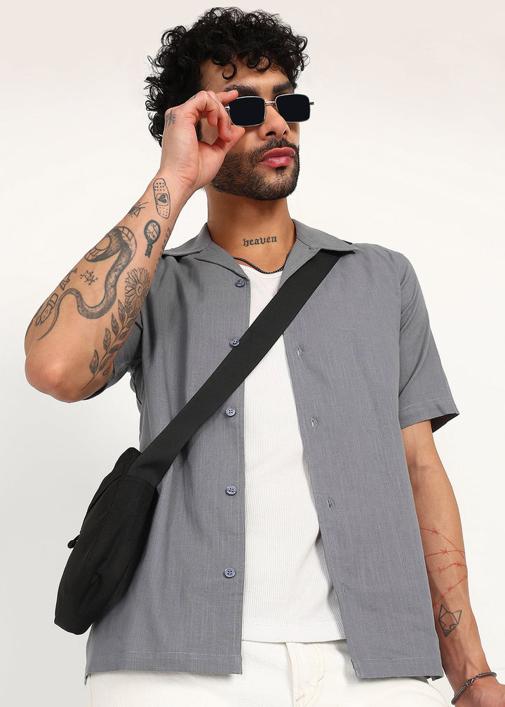 Fabmade Slate Ease Linen Shirt