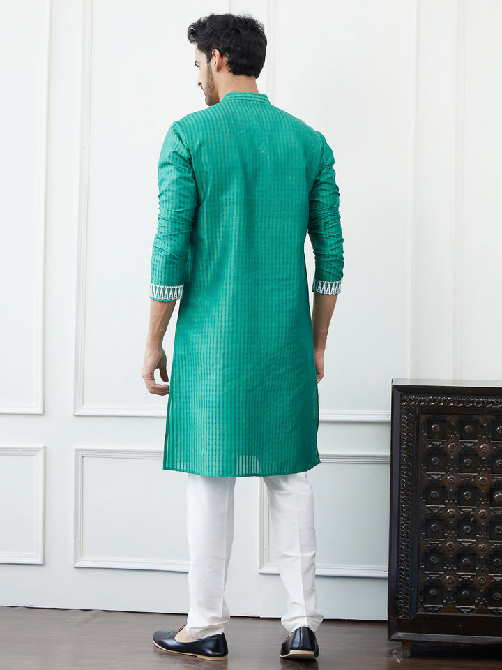 Thread Worked Cotton Silk Straight Kurta