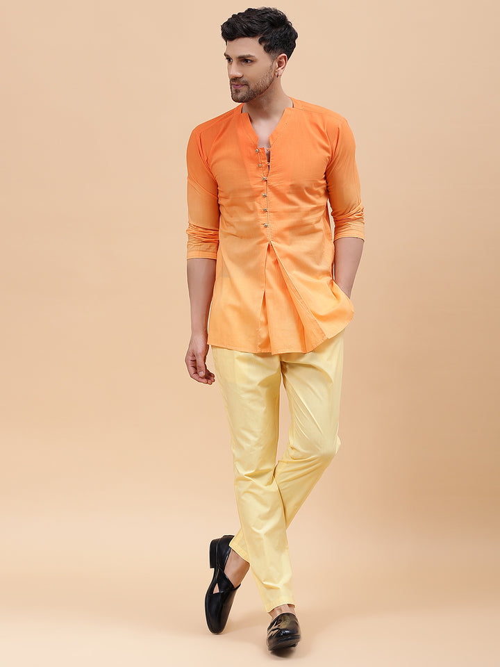 Ombre Dyed Pure Cotton Short Kurta with Pyjama