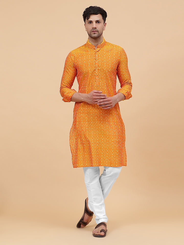 Ikat Printed Cotton Kurta