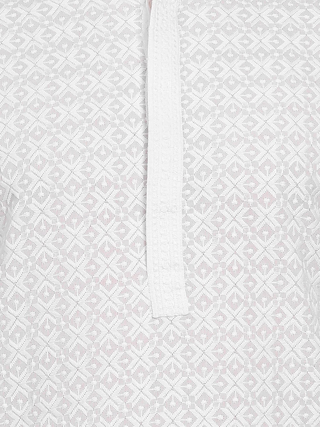 Men White Chikankari Embroidered Straight Kurta with Salwar