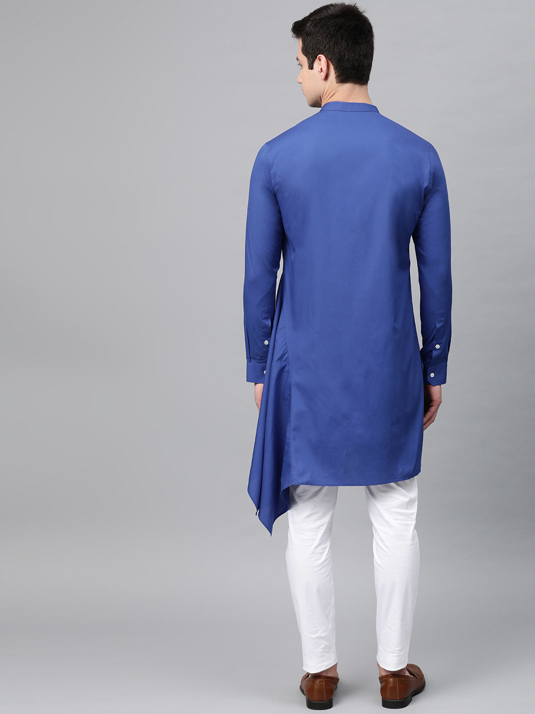 Royal Blue Solid Asymmetrical Kurta With Pyjama