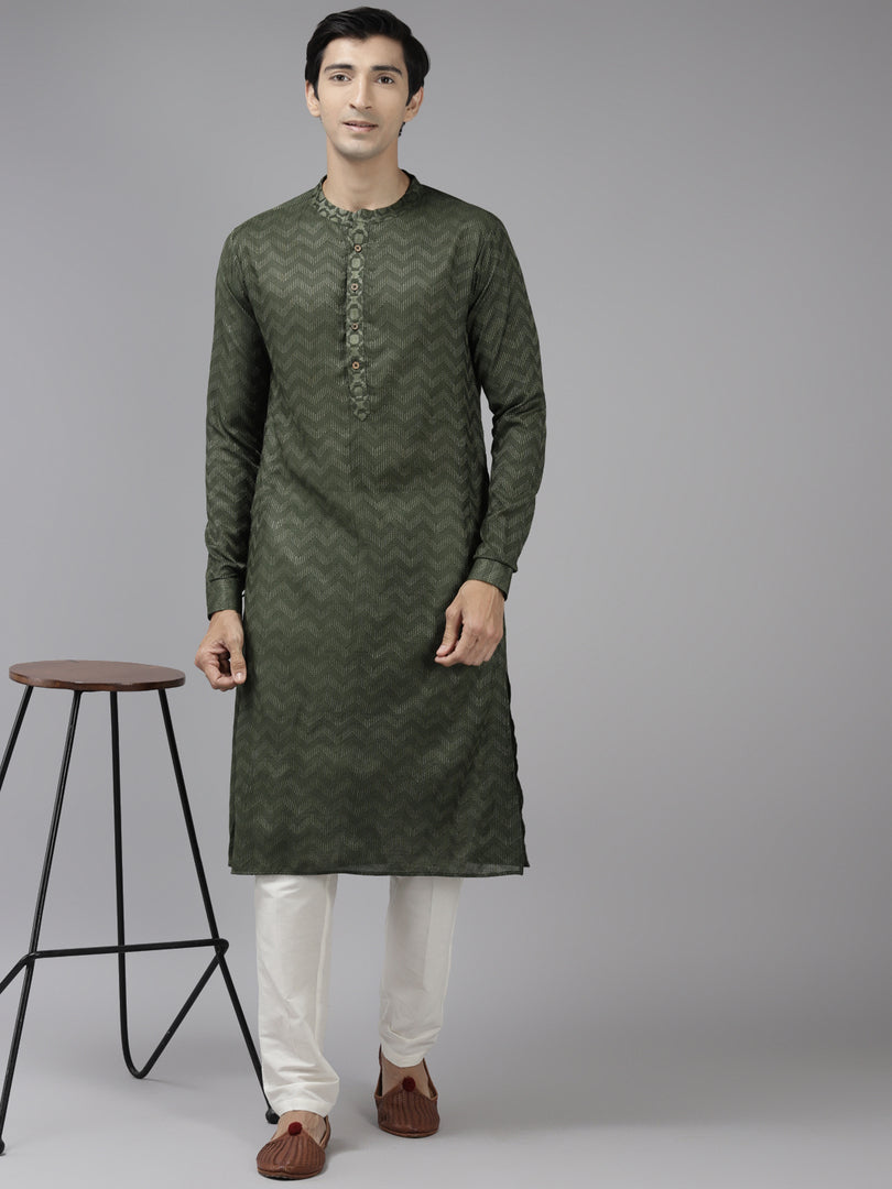 Handwoven Straight Silk Kurta with Pyjama