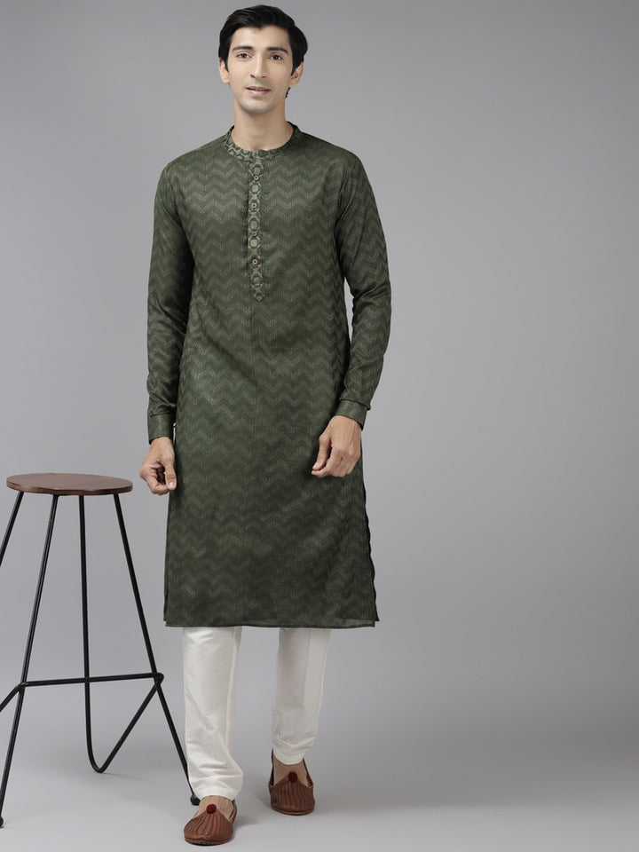 Handwoven Straight Silk Kurta with Pyjama