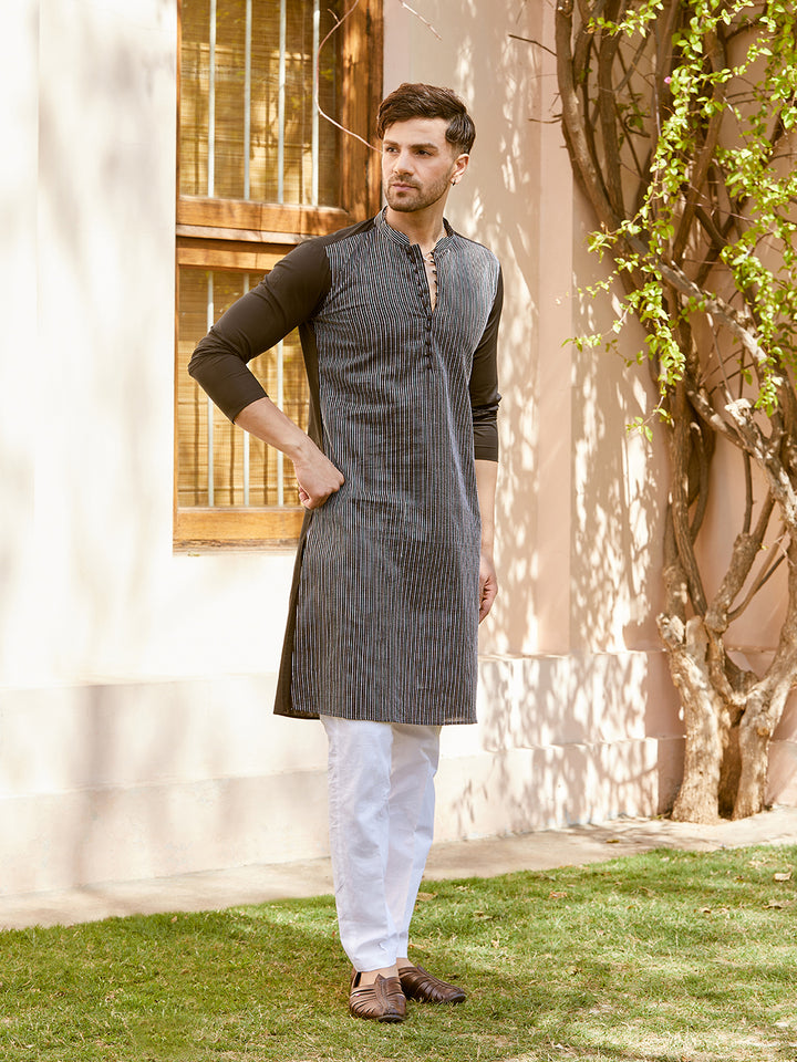 Thread Worked Pure Cotton Straight Kurta with Pyjama