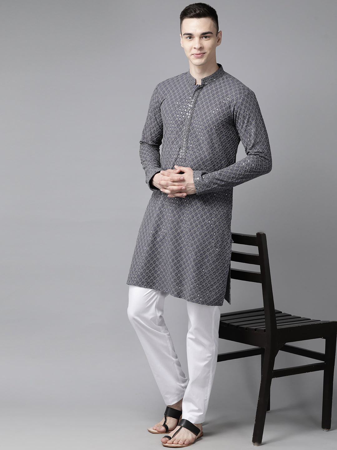 Sequins Embroidered Rayon Kurta