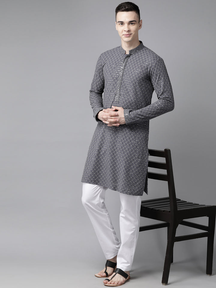 Sequins Embroidered Rayon Kurta