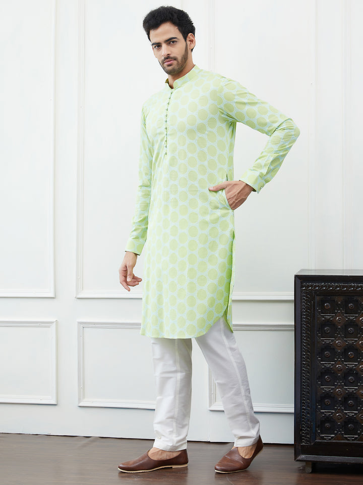 Embroidered Pure Cotton Straight Kurta with Pyjama