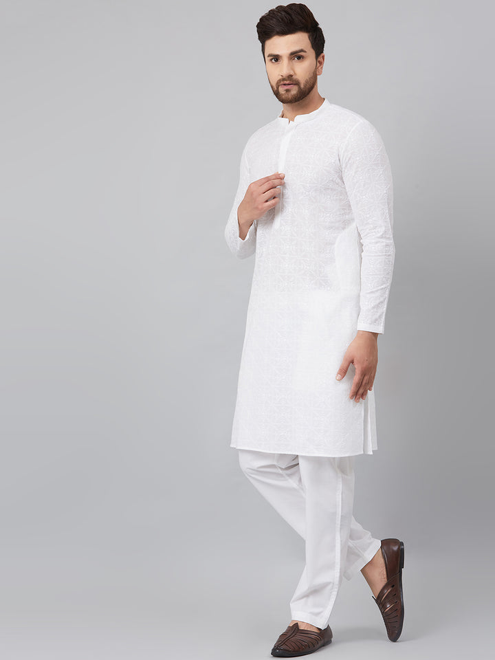Chikankari Embroidered Straight kurta with Pyjama