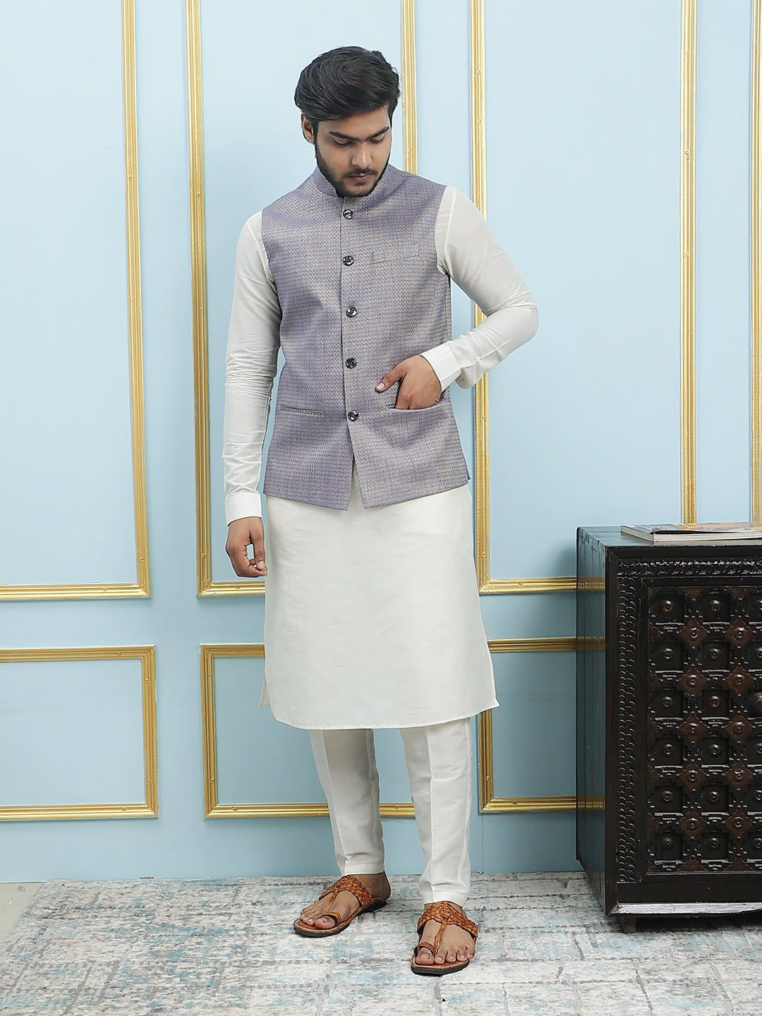 Woven Jacquard Nehru Jacket