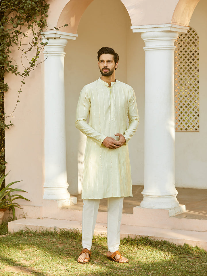 Sequins Embroidered Pure Chanderi Silk Straight Kurta