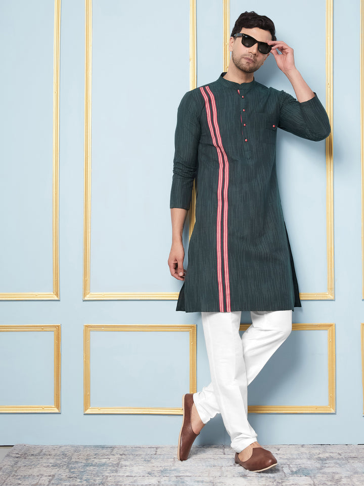 Woven Straight Kurta With Pyjama