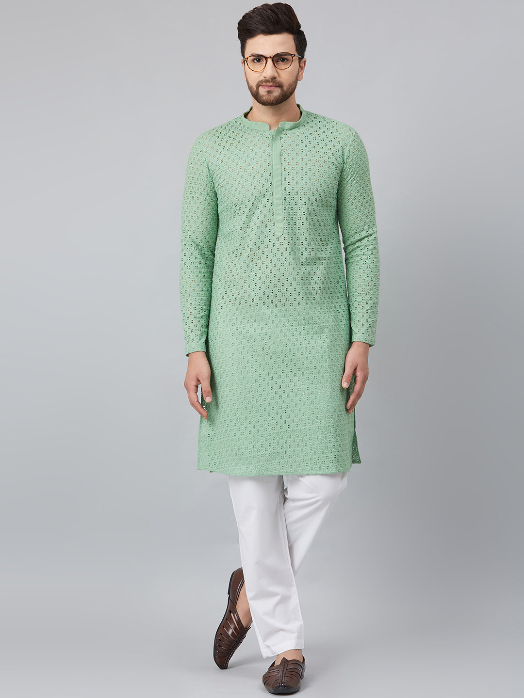 Chikankari Embroidered Straight kurta with Pyjama
