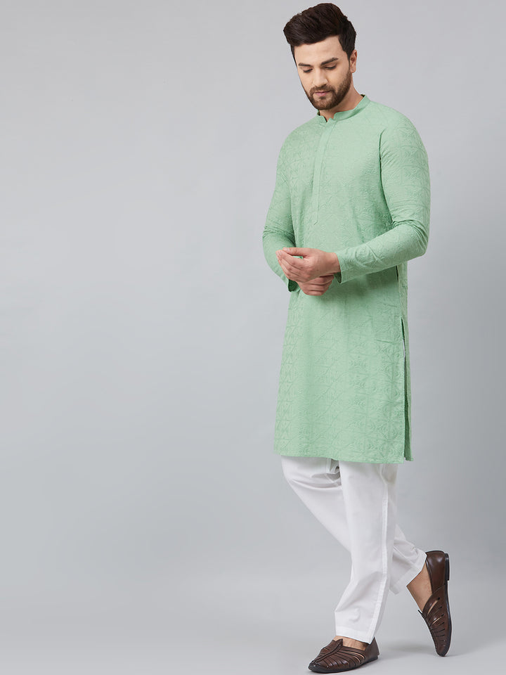 Chikankari Embroidered Straight kurta with Pyjama