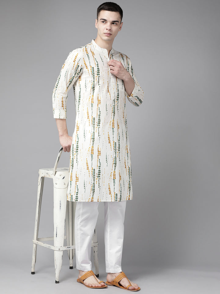 White Multi Tie and dye Straight Kurta