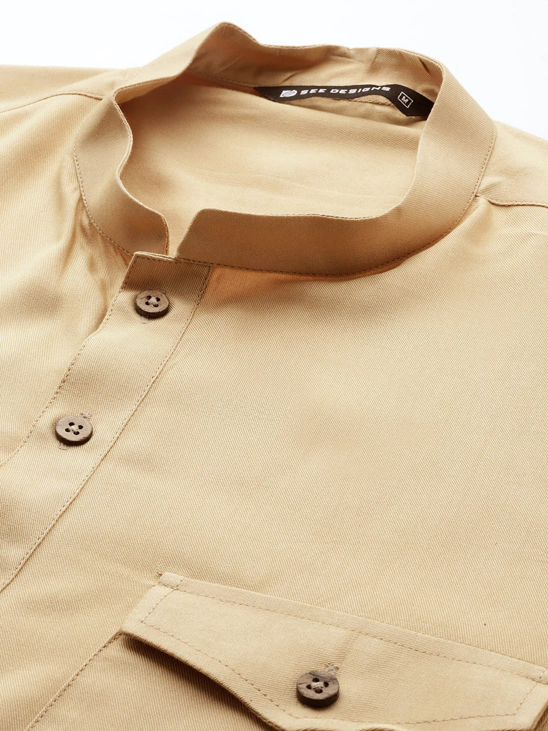Men's Beige Rayon Solid Pathani Set