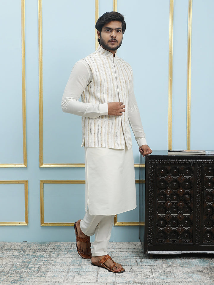 Solid Handwoven Pure Cotton Nehru Jacket