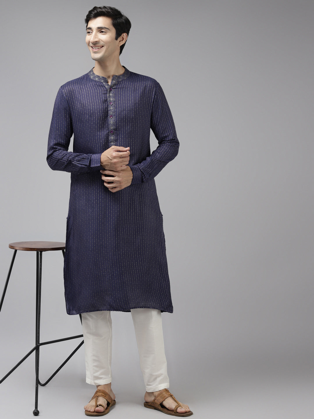 Silk Woven Straight kurta with Pyjama