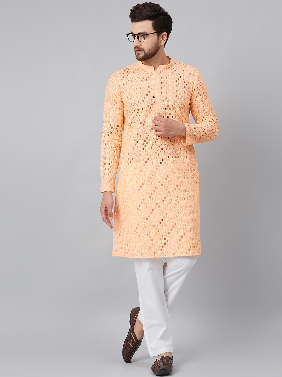 Chikankari Embroidered Straight kurta with Pyjama