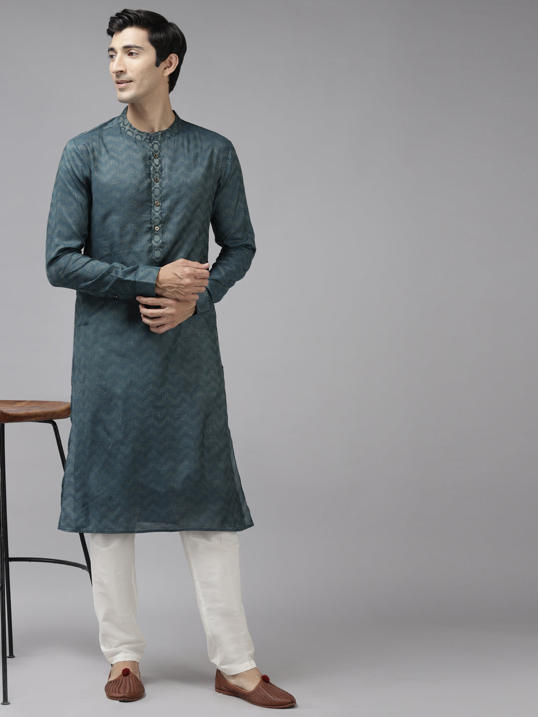 Silk Woven Straight kurta with Pyjama