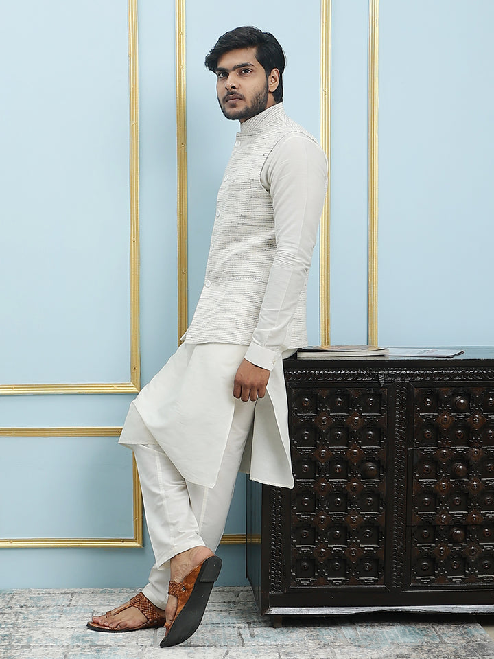 Solid Handwoven Pure Cotton Nehru Jacket