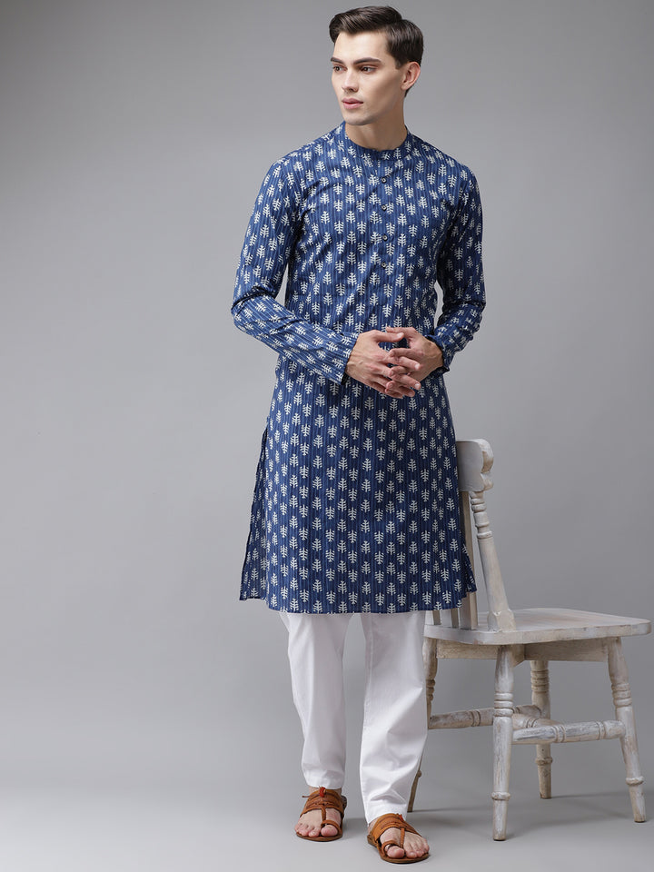 Men Pure Cotton Floral Printed Kurta