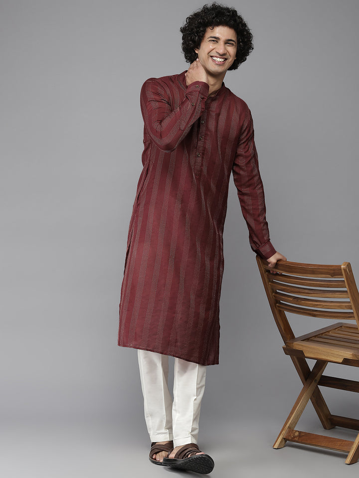 Silk Woven Straight Kurta with Pyjama
