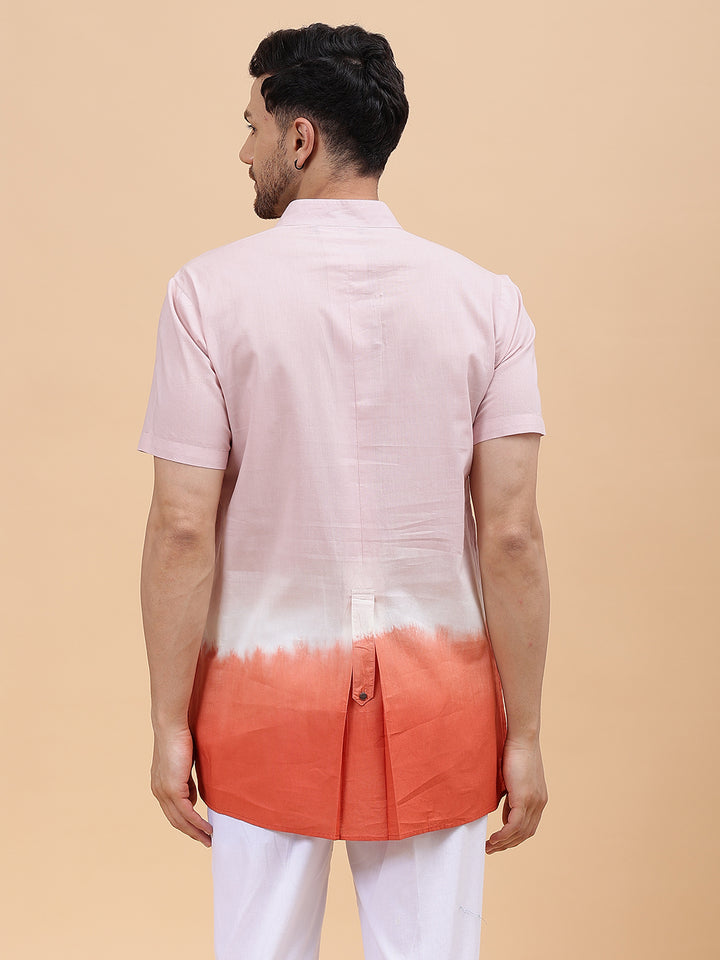 Ombre Dyed Pure Cotton Men's Short Kurta