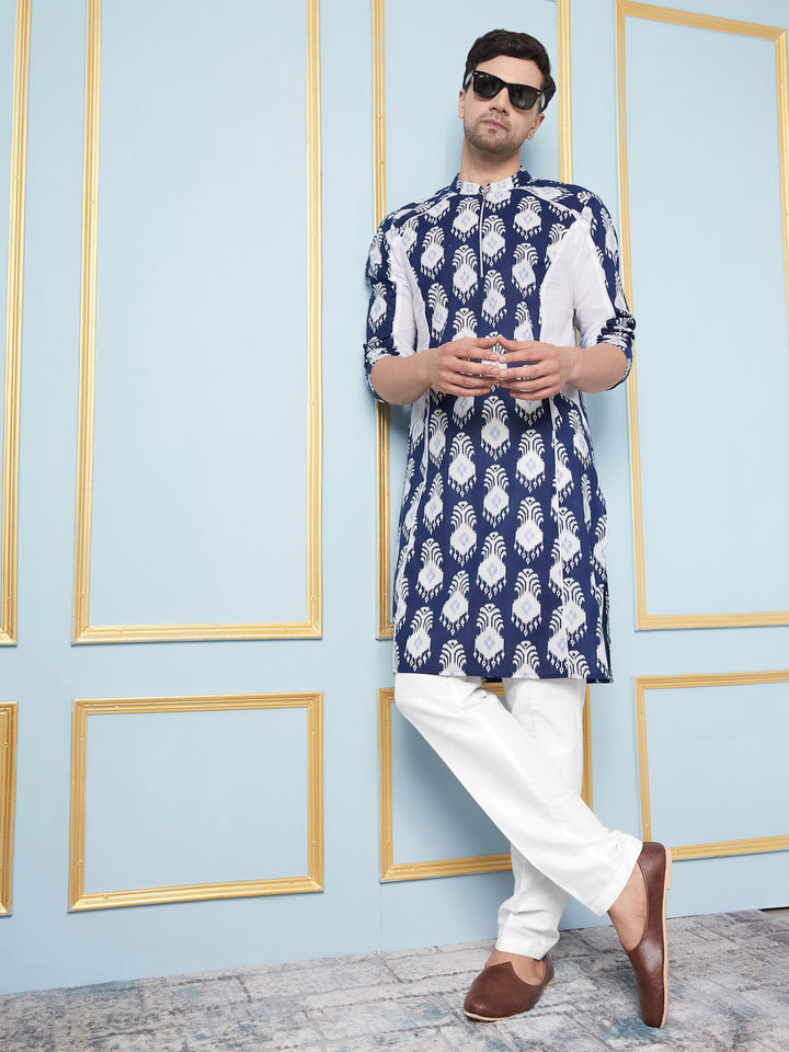 Ikat Printed Kurta With Pyjama