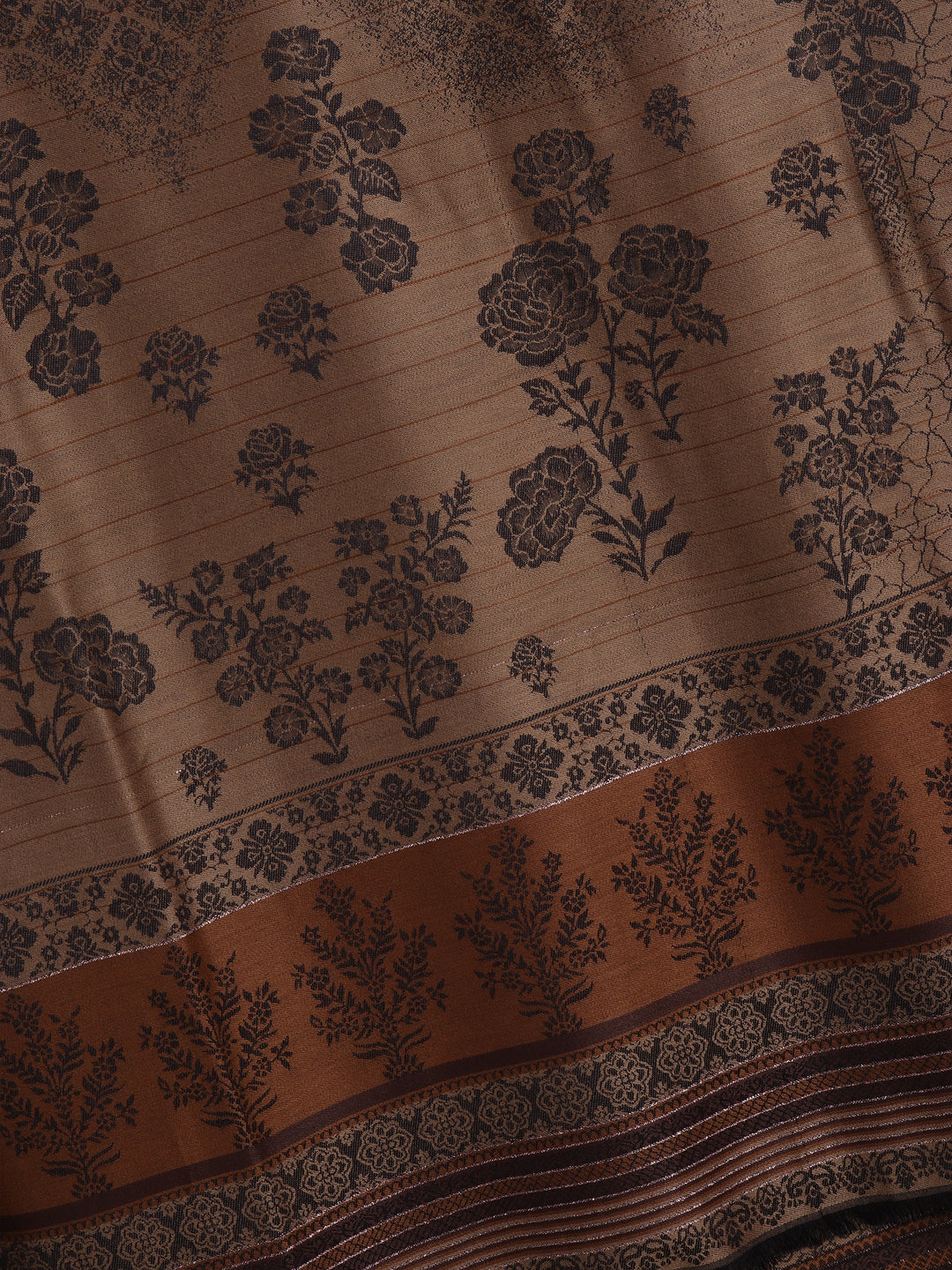 Reversible Fusion, Floral Design Shawl for Winter - Black