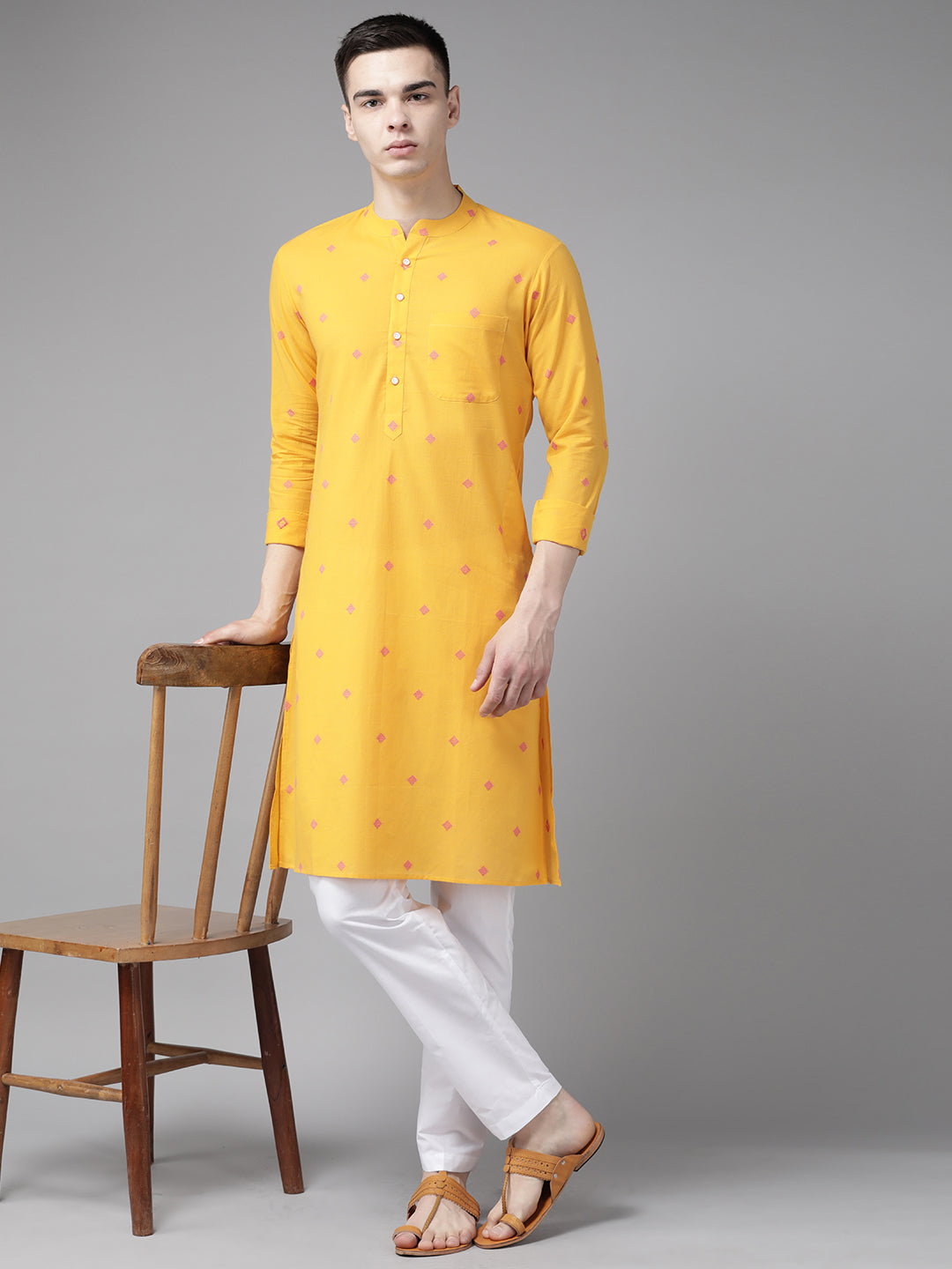 Handwove Ikat Straight Kurta with Pyjama